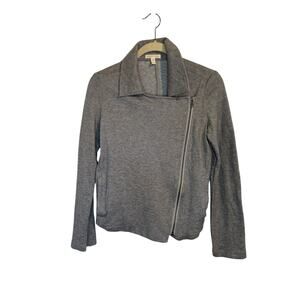 Eileen Fisher Organic Cotton Tweed Zip Moto Jacket Size XS Classic Contemporary